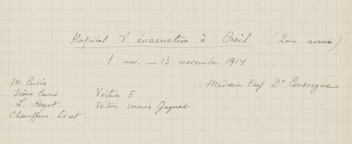 Aperçu du carnet de laboratoire 1914-1918 de Marie Curie